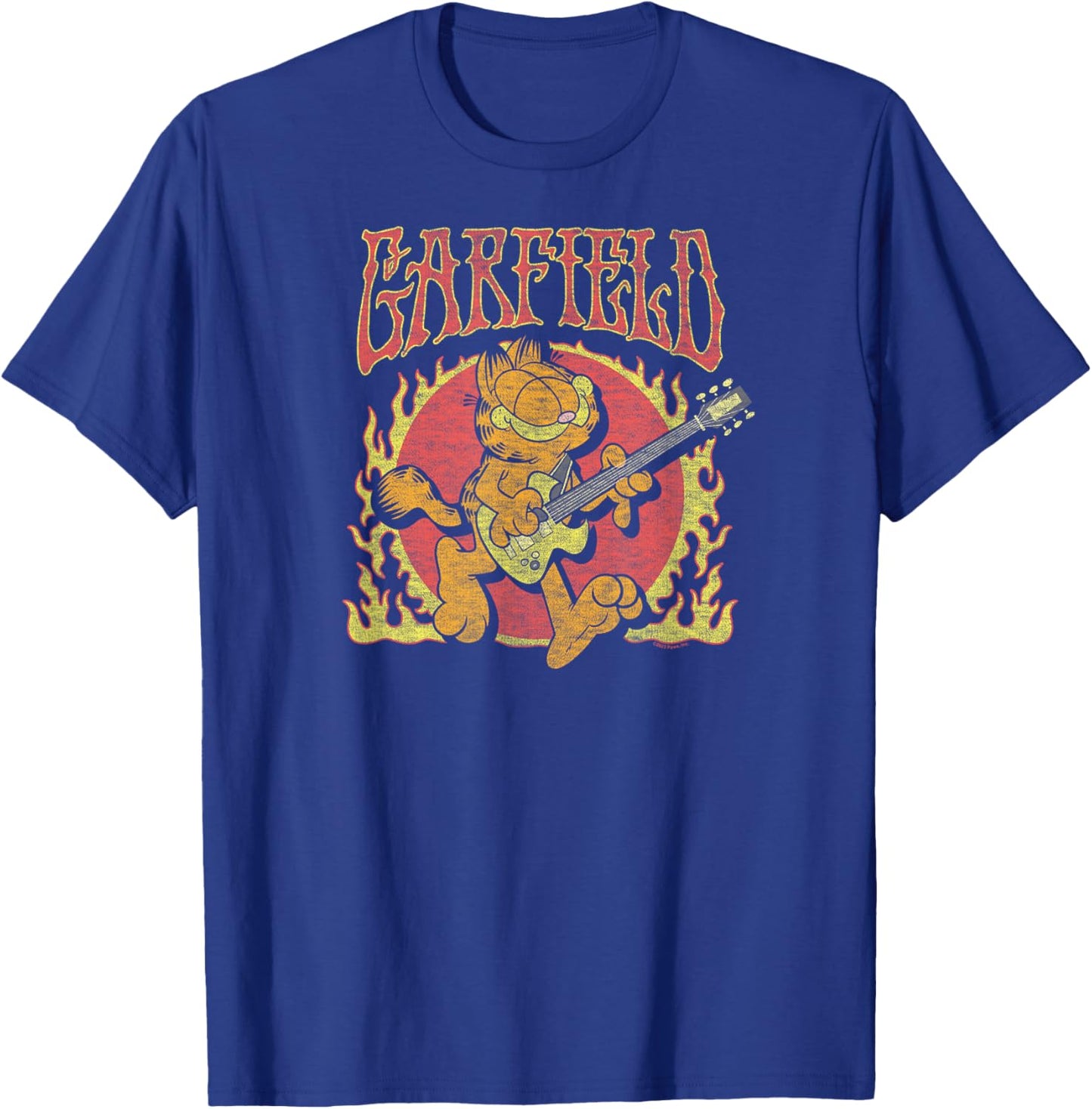 Garfield - Rock n' Roll Music Flames with Guitar T-Shirt - T-Shirt | Royal