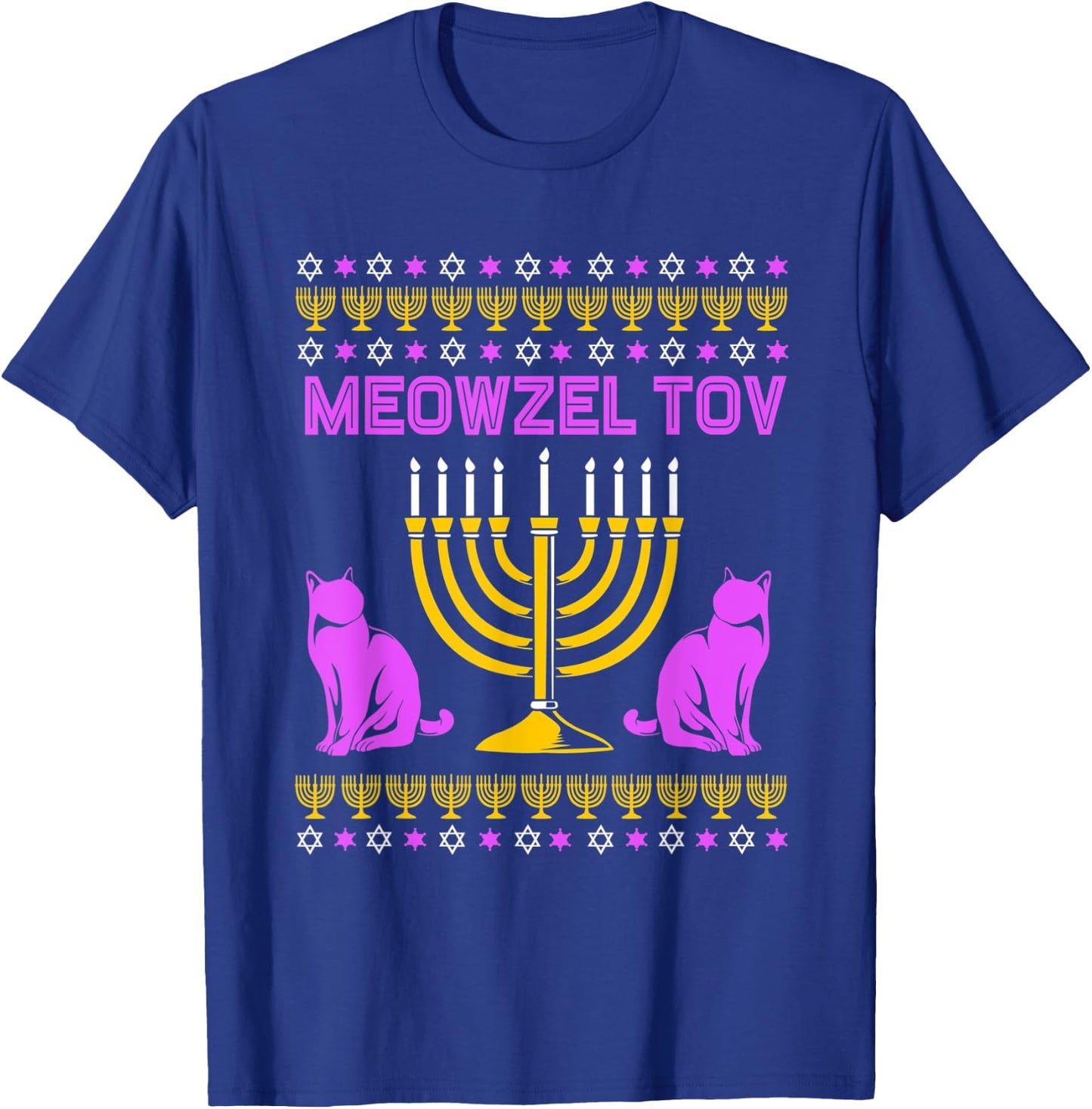 Hanukkah Cat Menorahs For Chanukah Meowzel Tov T-Shirt - T-Shirt | Royal