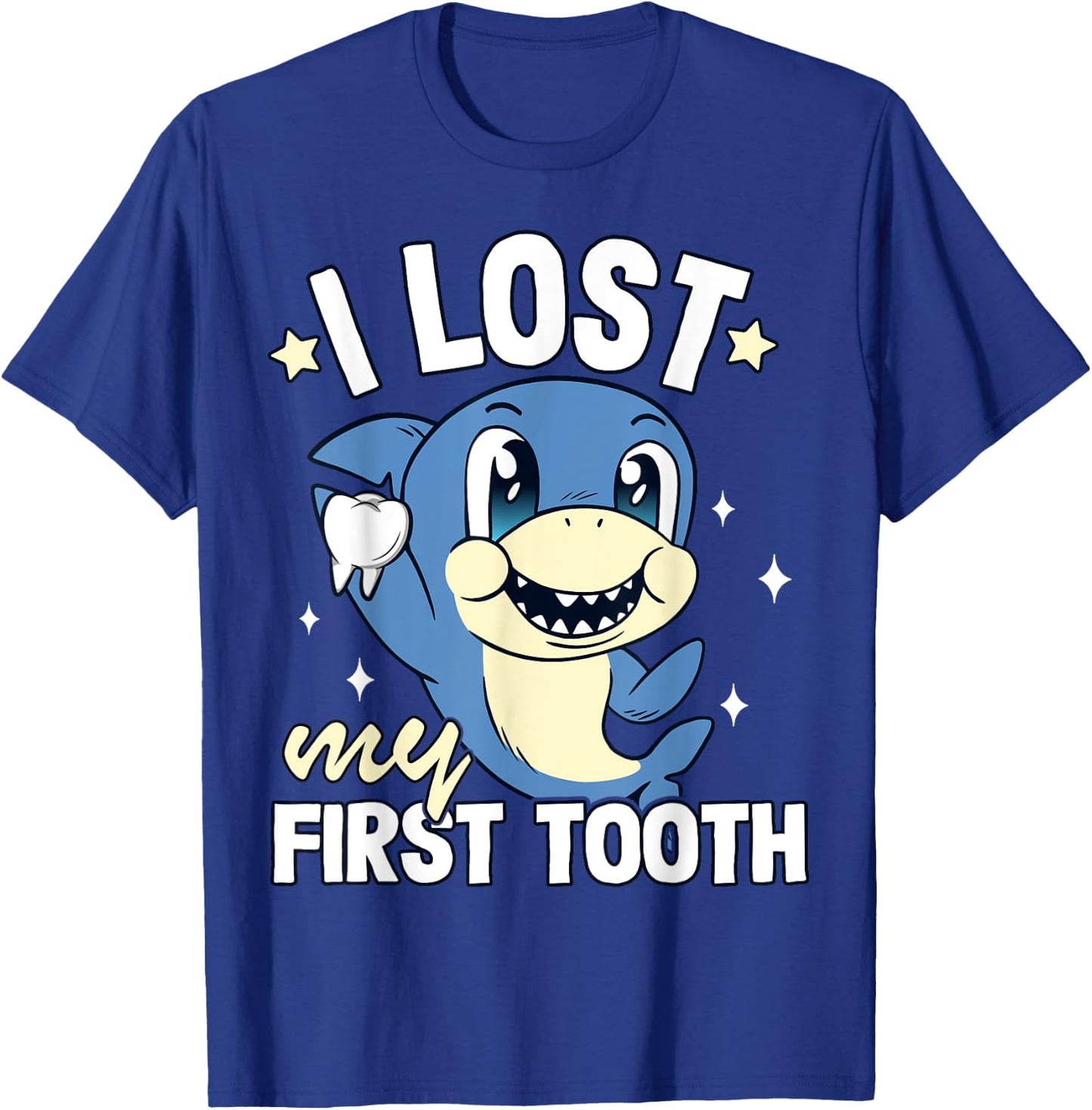 Boys Tooth Fairy Teeth Out Funny Shark I Lost My First Tooth T-Shirt - T-Shirt | Royal