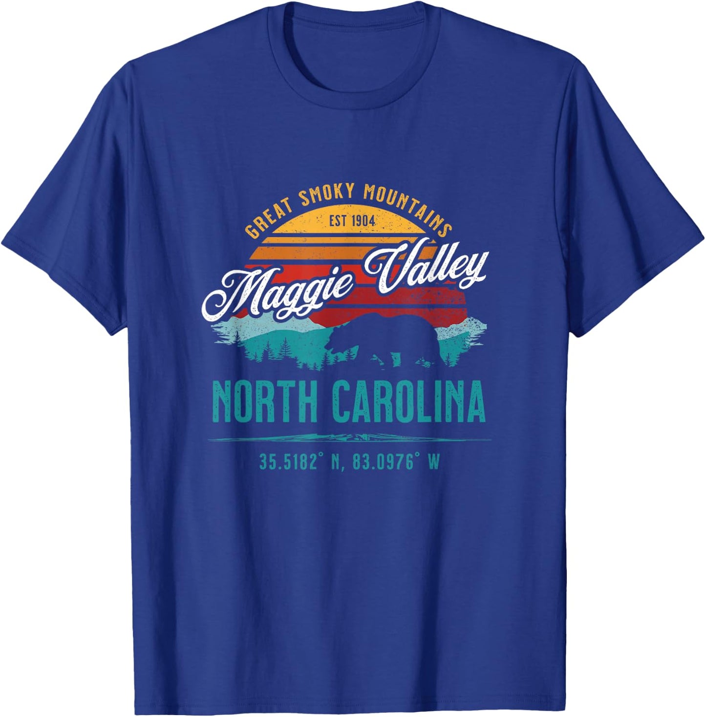 Maggie Valley North Carolina USA Retro Great Smoky Mountains T-Shirt - T-Shirt | Royal