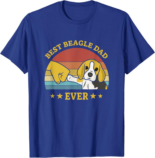 Cute Best Beagle Dad Ever Vintage Puppy Lover Retro Design T-Shirt - T-Shirt | Royal