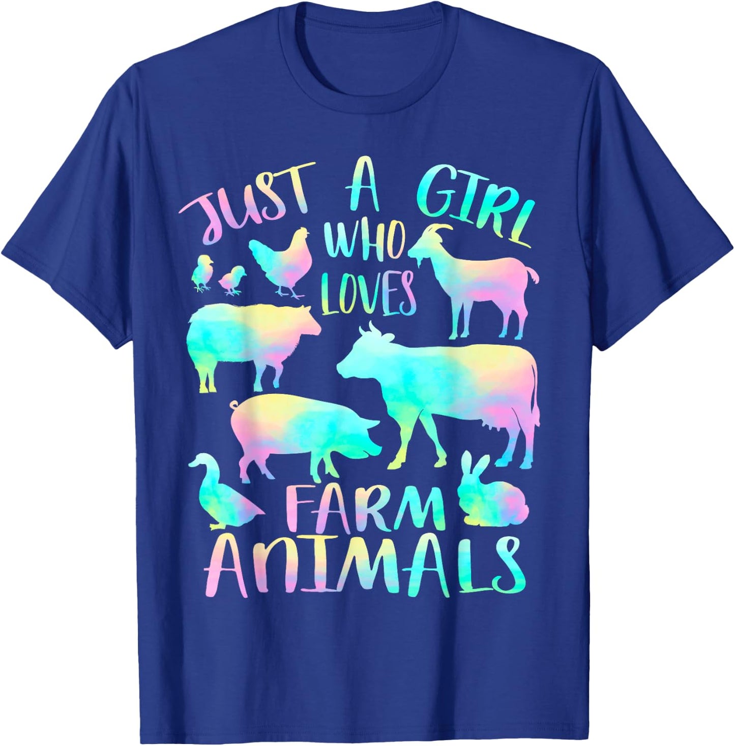 Just a Girl Who Loves Farm Animals - Cows Pigs Goats Lover T-Shirt - T-Shirt | Royal