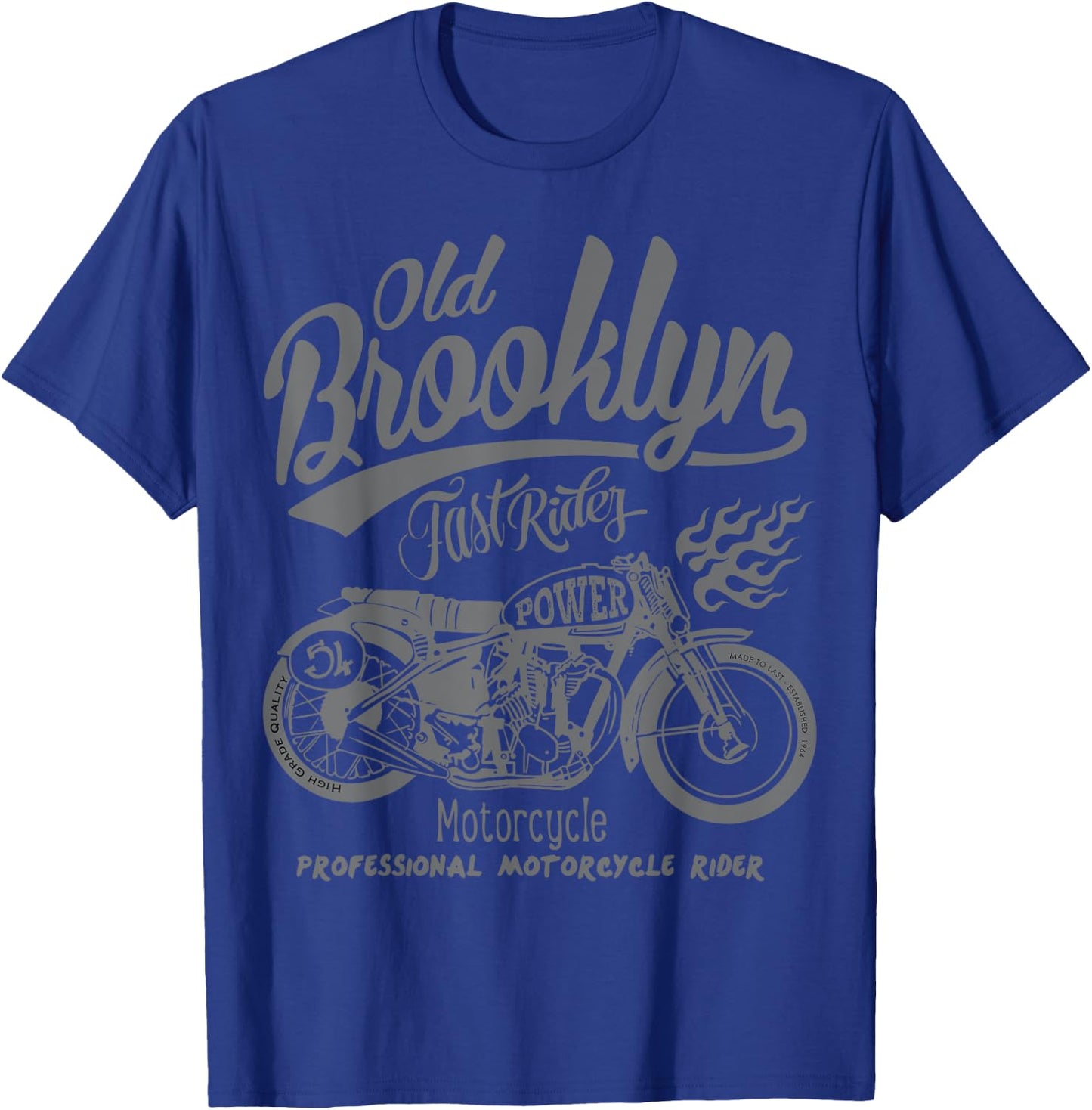 Fast Rider Old Brooklyn Speed Motorcycle Racing Vintage Logo T-Shirt - T-Shirt | Royal