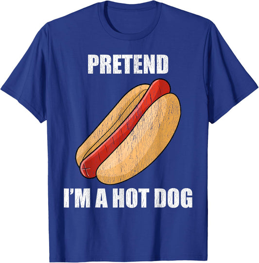 Pretend I'm A Hot Dog Lazy Costume Party Funny Halloween Fun Men Women Kids T-Shirt - T-Shirt | Royal
