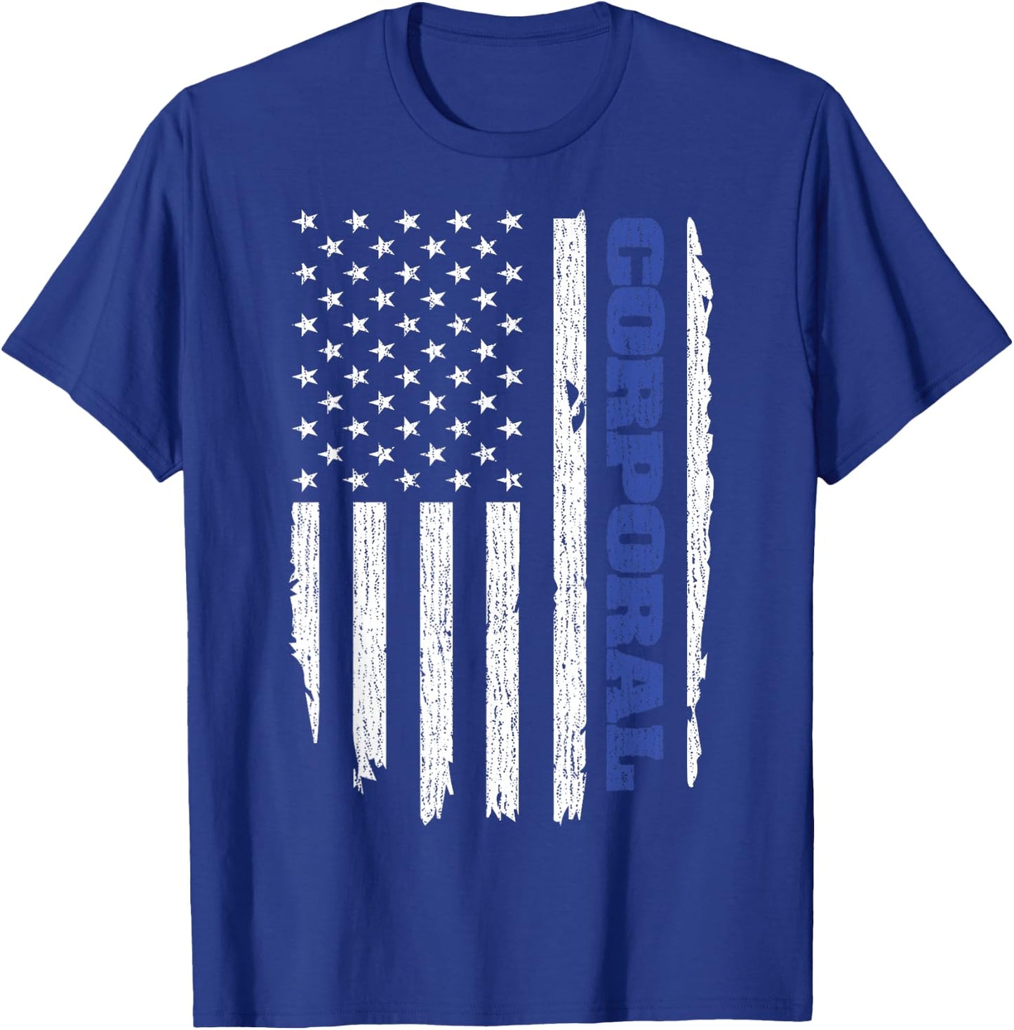 Police Corporal American Flag USA Thin Blue T-Shirt - T-Shirt | Royal