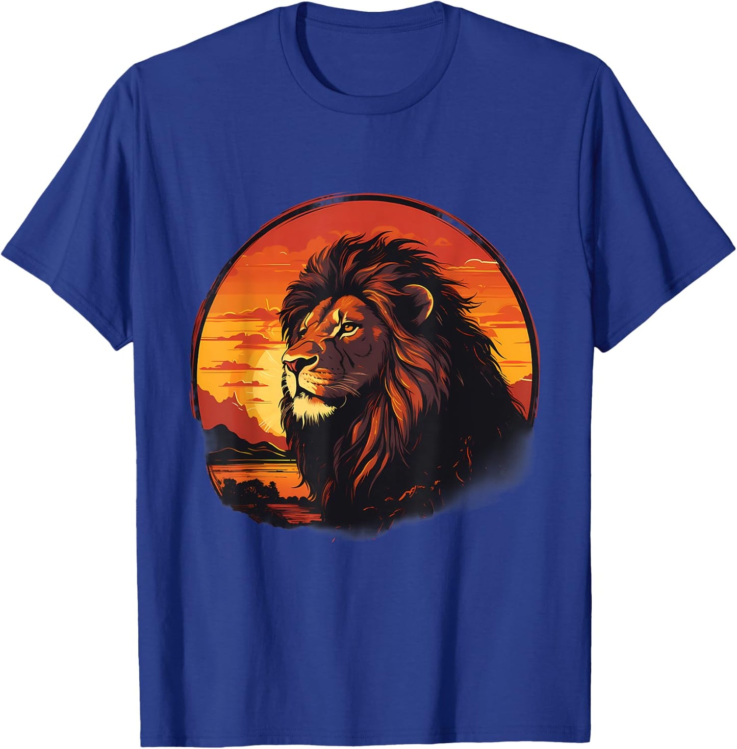 Lion Wildlife Safari African Animal Lovers Savanna Sunset T-Shirt - T-Shirt | Royal