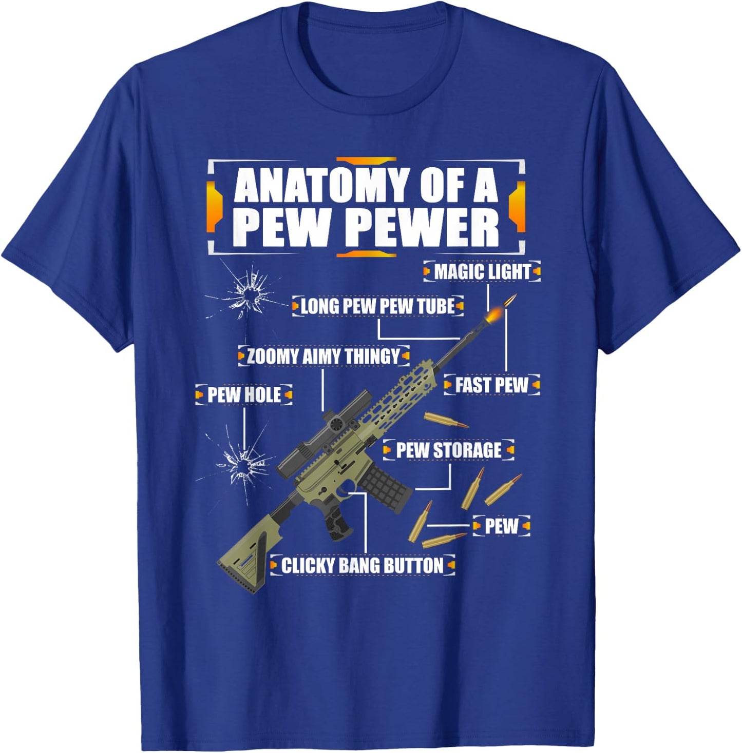 Anatomy of a Pew Pewer Machine Gun Weapons Saying T-Shirt - T-Shirt | Royal