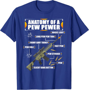 Anatomy of a Pew Pewer Machine Gun Weapons Saying T-Shirt - T-Shirt | Royal