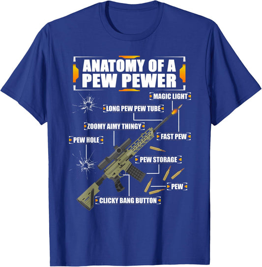 Anatomy of a Pew Pewer Machine Gun Weapons Saying T-Shirt - T-Shirt | Royal