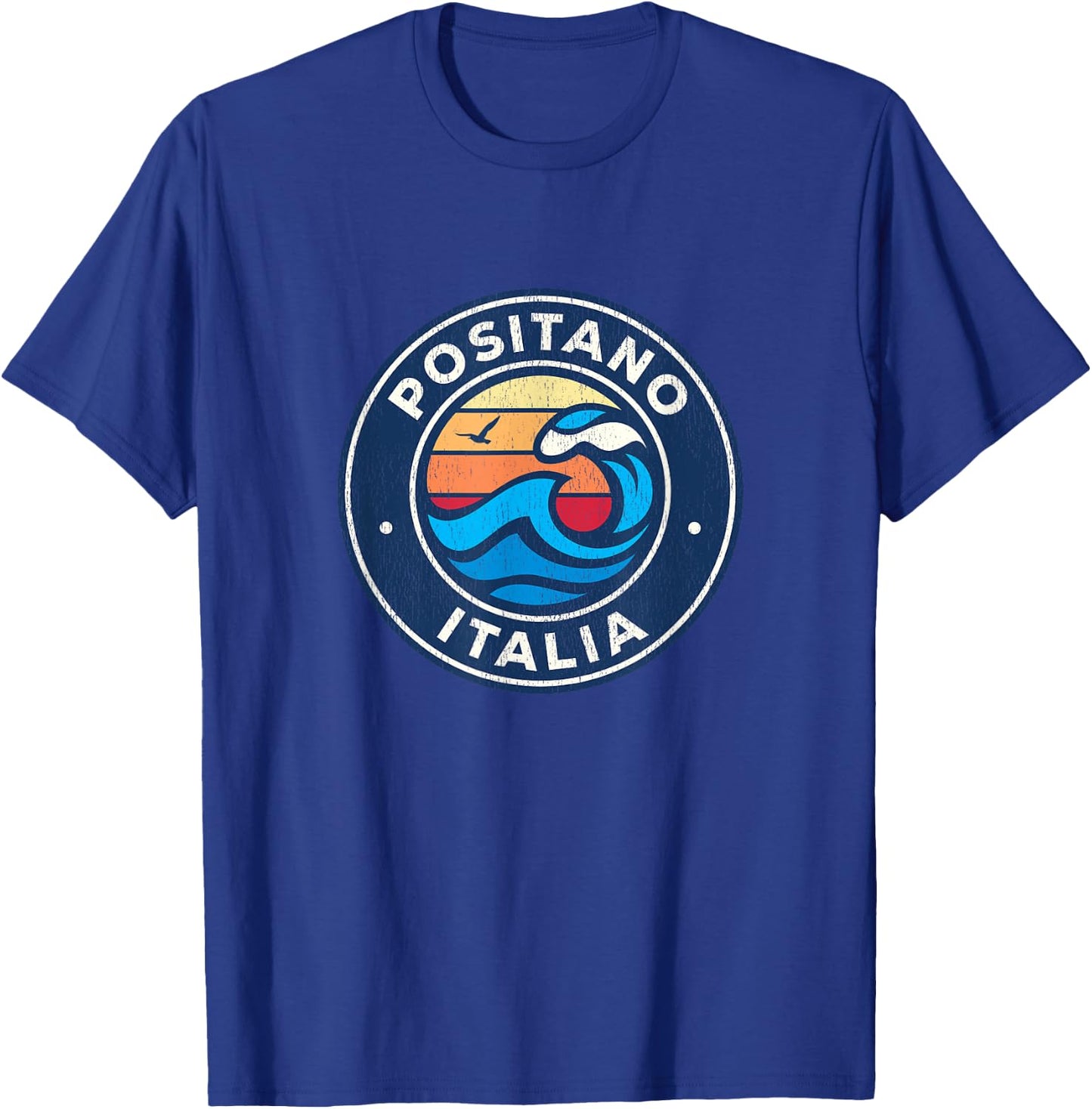 Positano Italy Vintage Nautical Waves Design T-Shirt - T-Shirt | Royal