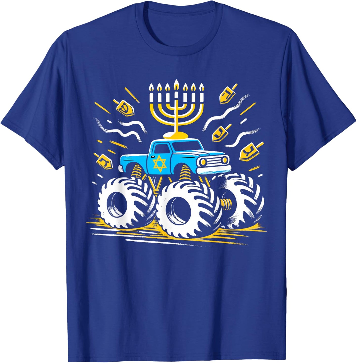 Monster Truck Menorah Dreidel Toddler Boys Hanukkah T-Shirt - T-Shirt | Royal