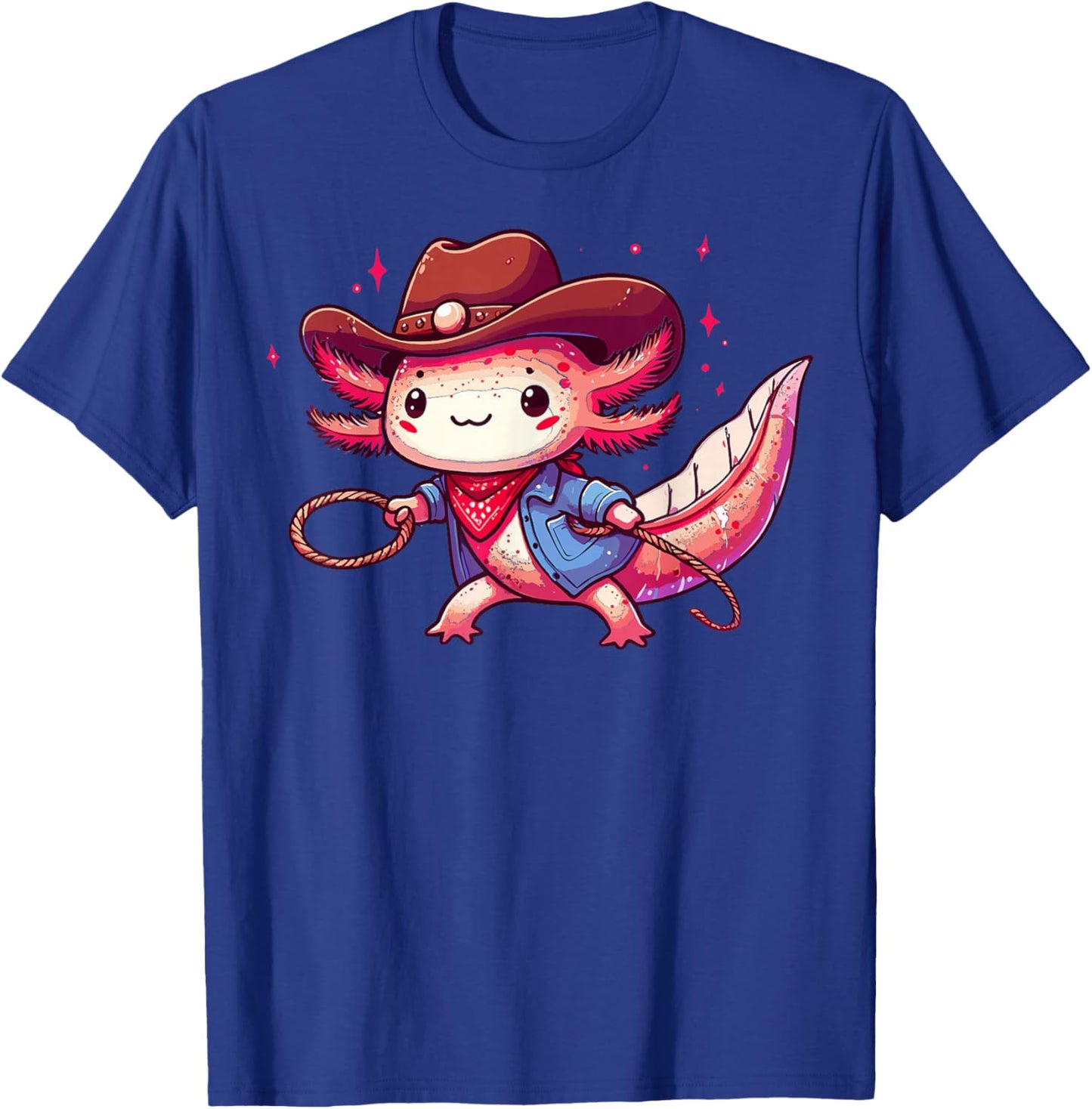 Western Rodeo Cowboy Hat Axolotl Texas Animals T-Shirt - T-Shirt | Royal