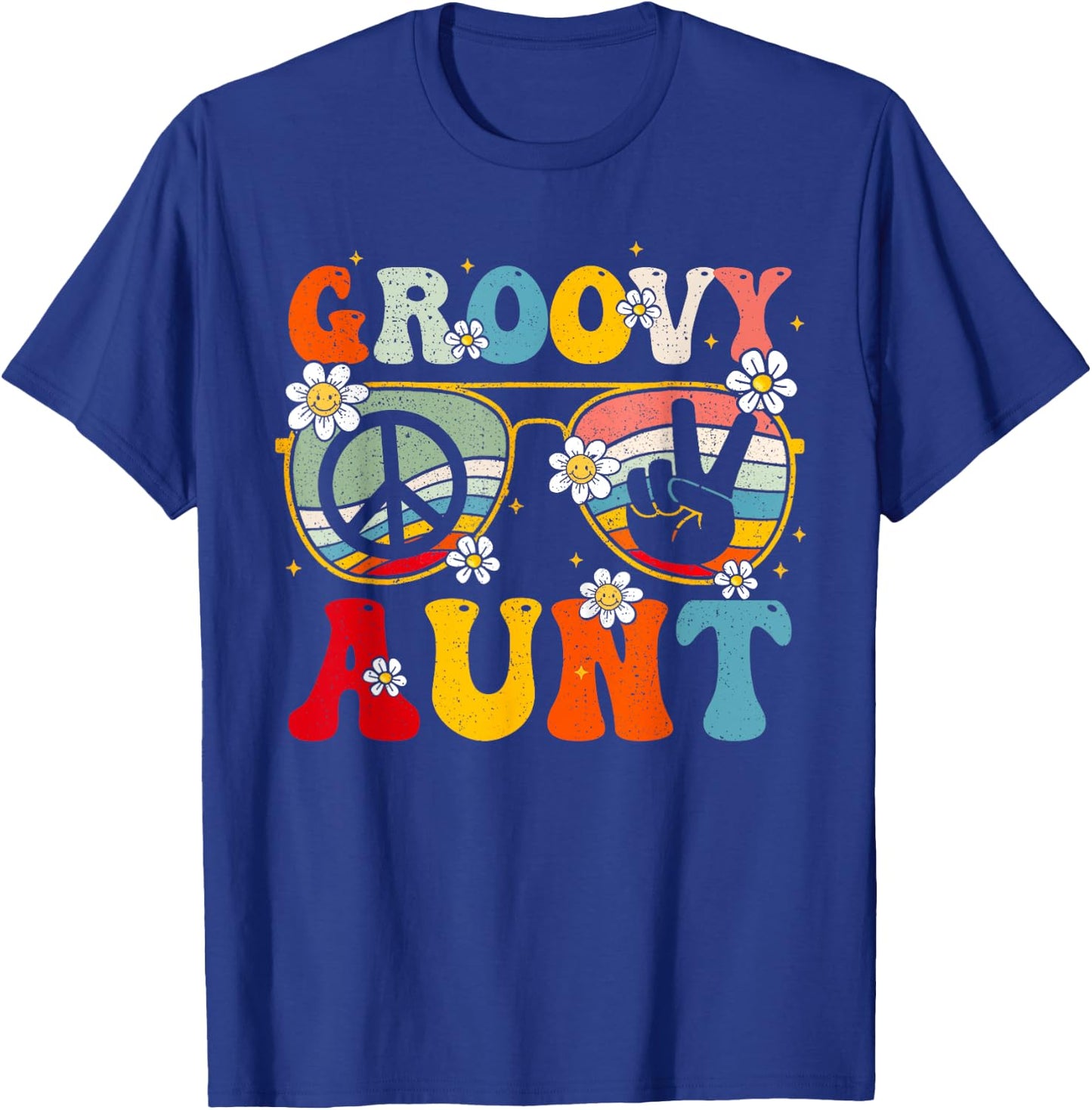 Groovy Aunt Retro Matching Family Colorful 60s 70s Auntie T-Shirt - T-Shirt | Royal