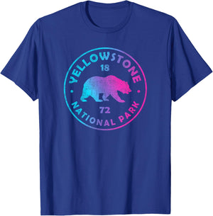 Yellowstone National Park Colorful Tie Dye Bear Boys Girls T-Shirt - T-Shirt | Royal