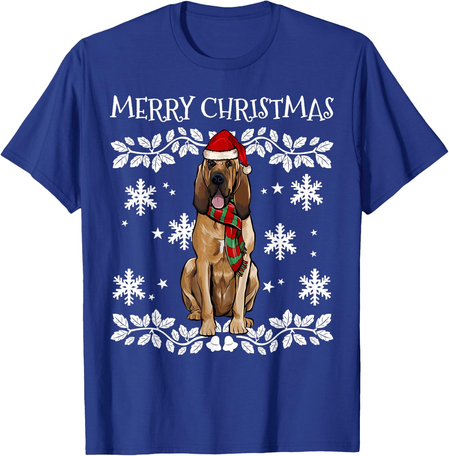 Merry Christmas Ornament Bloodhound Xmas Santa T-Shirt - T-Shirt | Royal