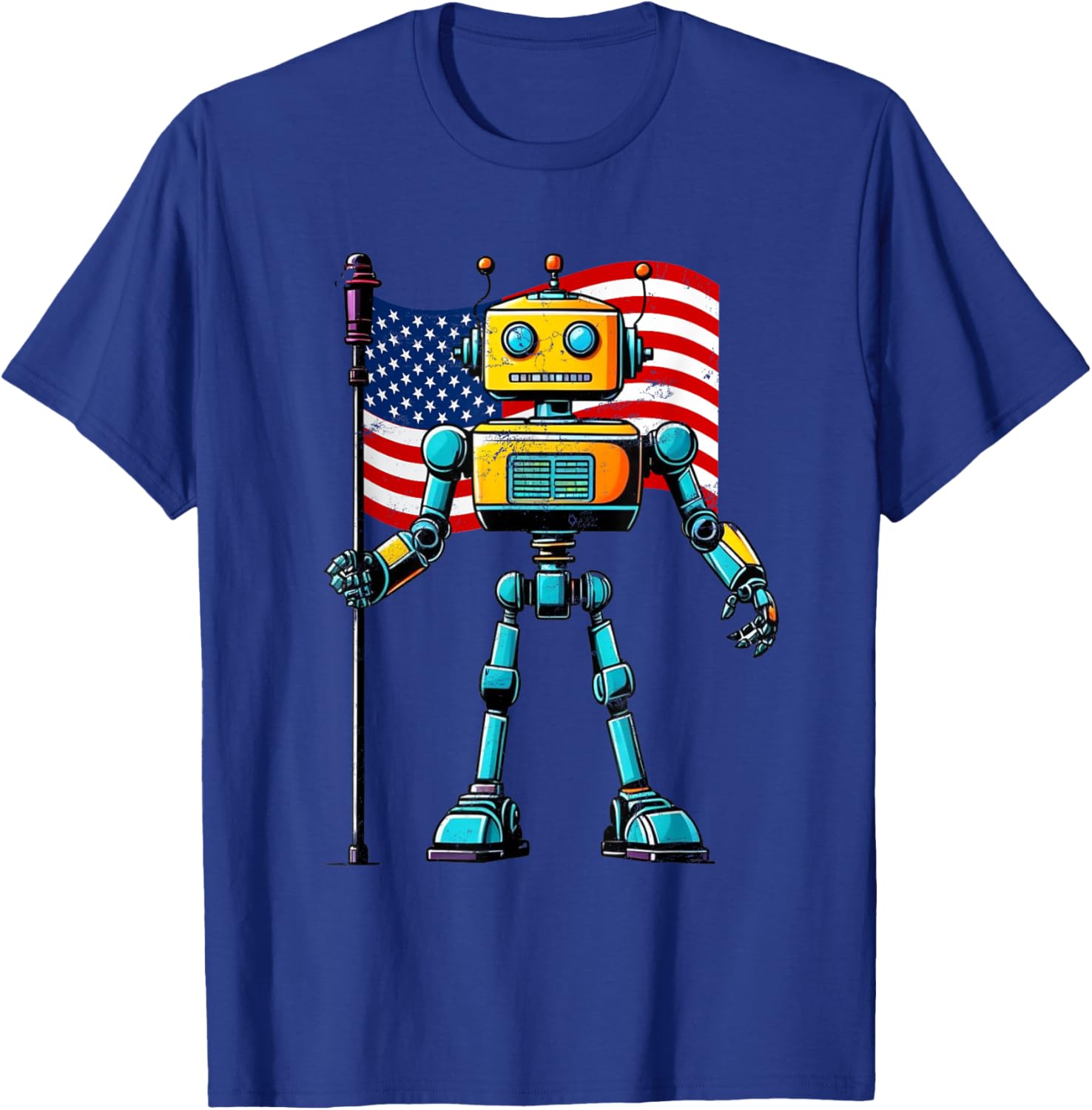 Robot AI American USA Flag 4th of July Patriotic Robots T-Shirt - T-Shirt | Royal