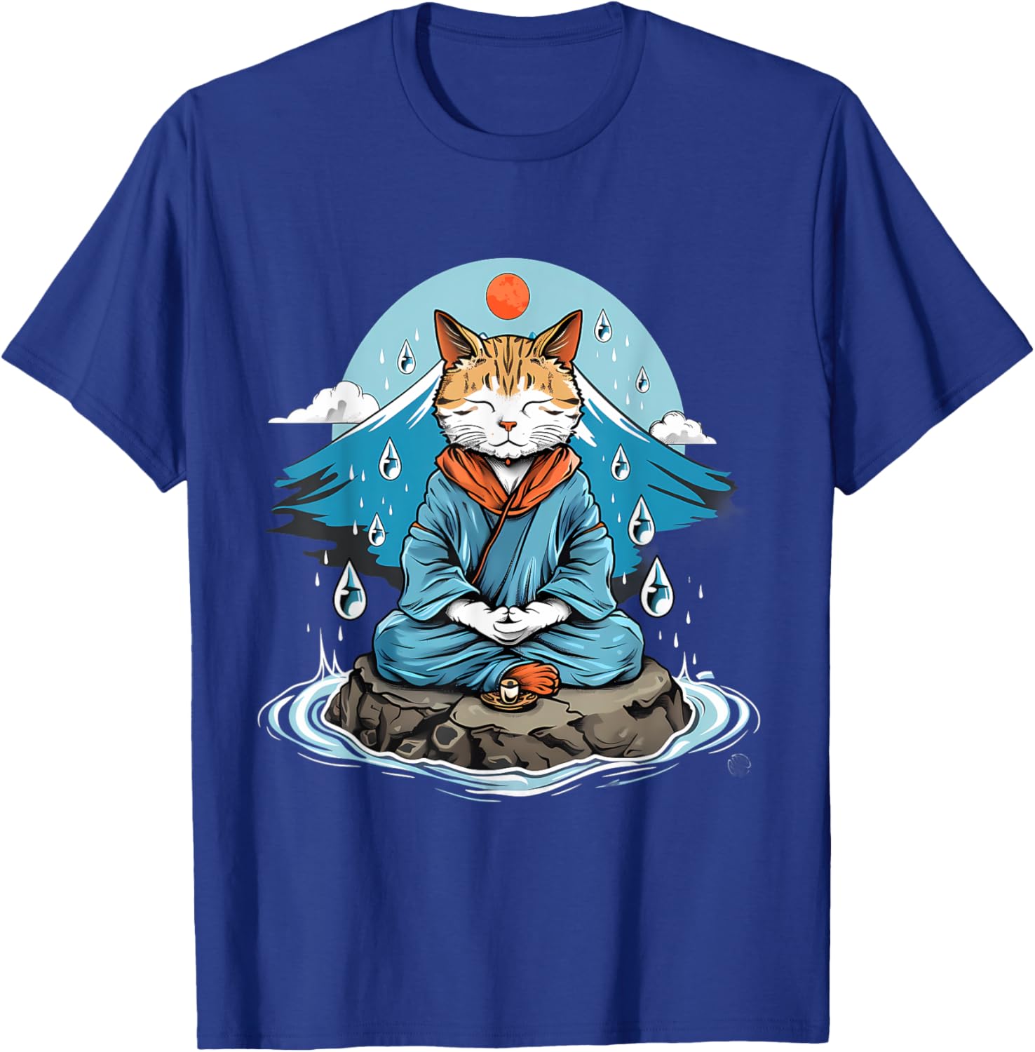 Cat Meditation Buddhist Zen Buddha Hindu Mountain Yoga Men Women Kids T-Shirt - T-Shirt | Royal