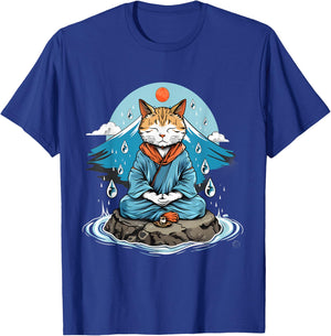 Cat Meditation Buddhist Zen Buddha Hindu Mountain Yoga Men Women Kids T-Shirt - T-Shirt | Royal