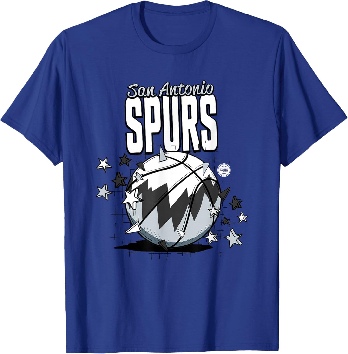 NBA San Antonio Spurs Basketball Doodle Stars T-Shirt - T-Shirt | Royal