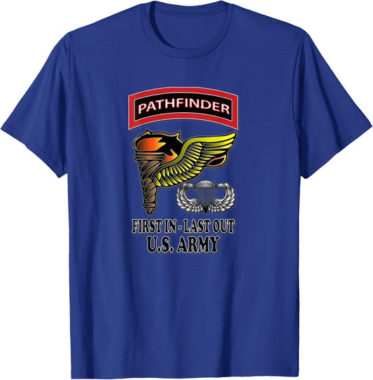 Relaxed Lifestyle Products U.S. Army Pathfinder - Men's Black Classic Fit Short Sleeve Cotton Blend - Small T-Shirt - T-Shirt | Royal