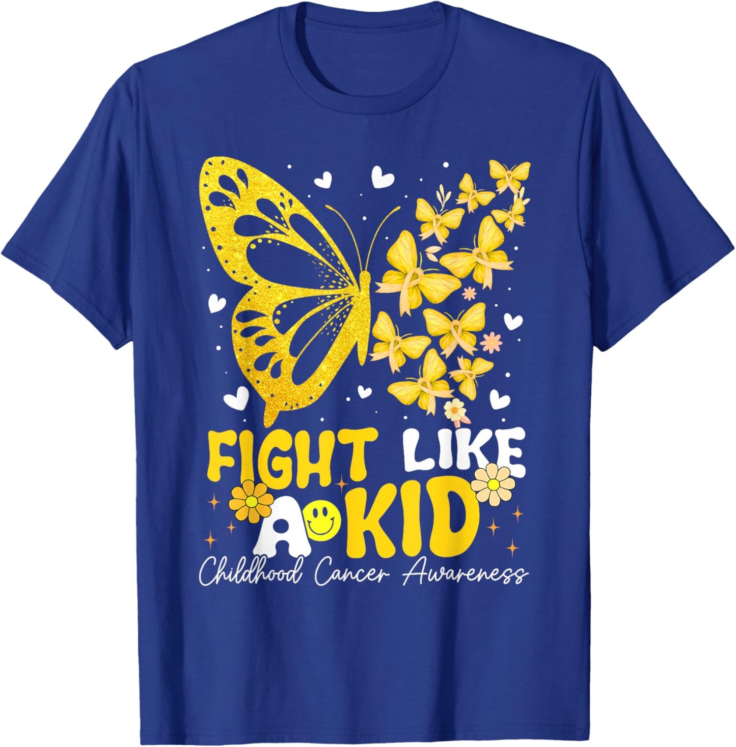 Fight Like Kids Childhood Cancer Awareness Ribbon Boys Girls T-Shirt - T-Shirt | Royal