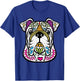 English Bulldog - Day Of The Dead Sugar Skull Dog Gift Women Kids T-Shirt - T-Shirt | Royal