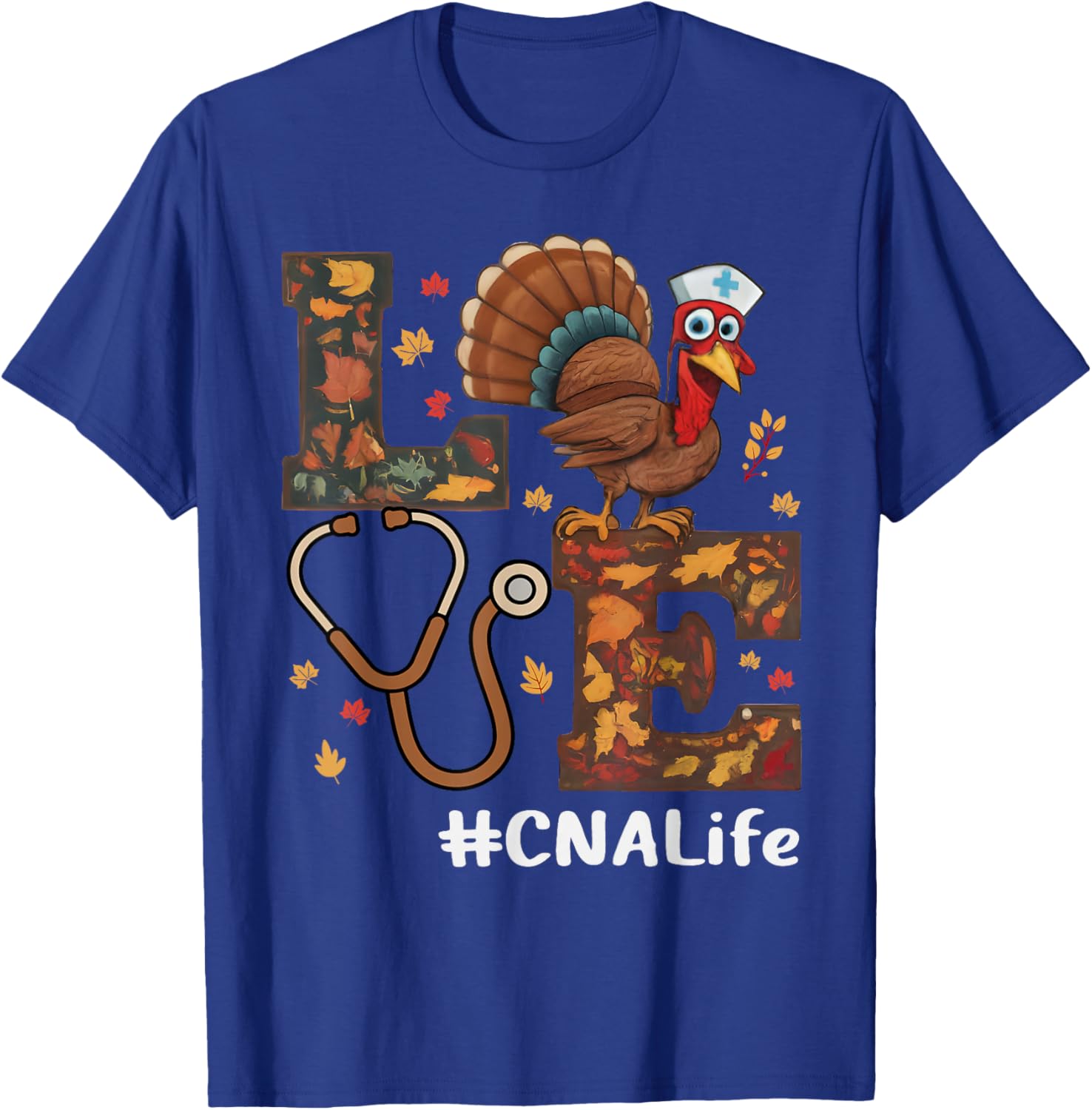 Love Nurse Thanksgiving Cna Certified Nursing Assistant T-Shirt - T-Shirt | Royal