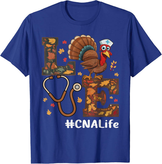 Love Nurse Thanksgiving Cna Certified Nursing Assistant T-Shirt - T-Shirt | Royal