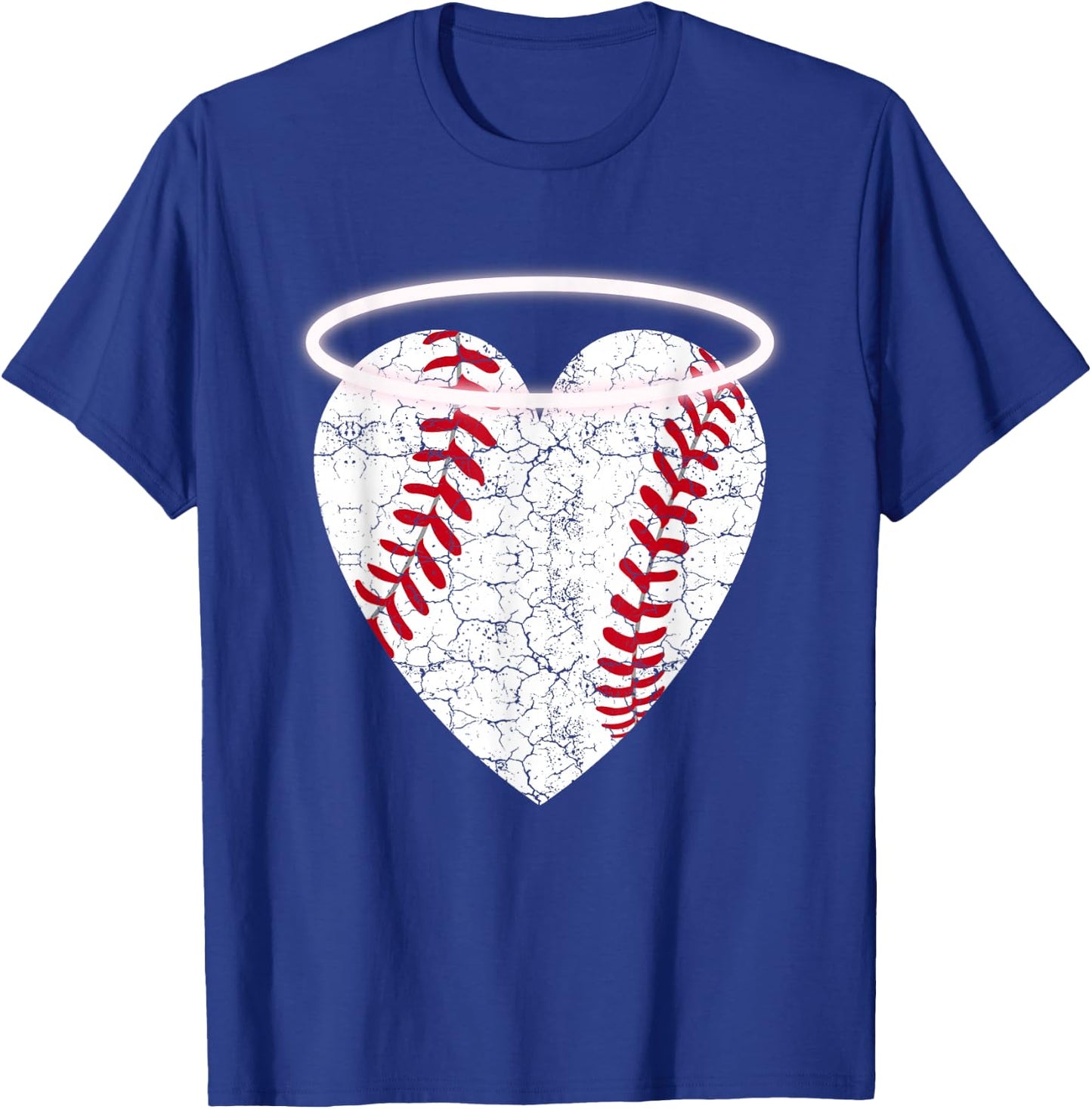 Vintage Angel Baseball Heart with Halo T-Shirt - T-Shirt | Royal