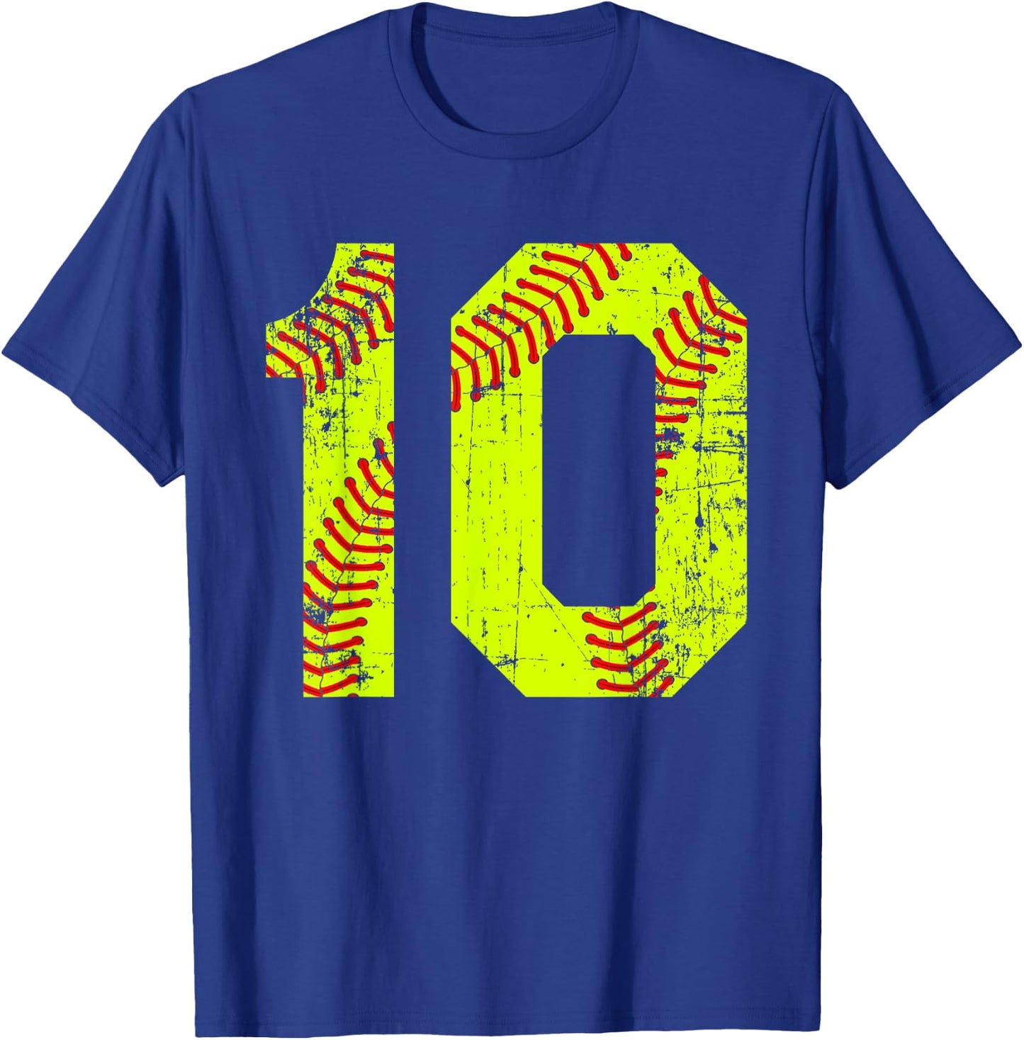 Vintage Softball 10 Jersey Number T-Shirt - T-Shirt | Royal