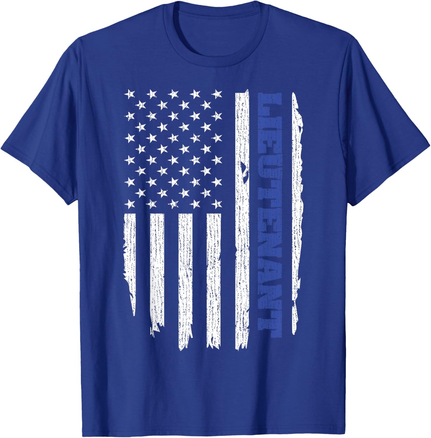 Police Lieutenant American Flag USA Thin Blue T-Shirt - T-Shirt | Royal