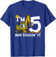 5th Construction Birthday I'm 5 And Digging It 5 Years Old T-Shirt - T-Shirt | Royal