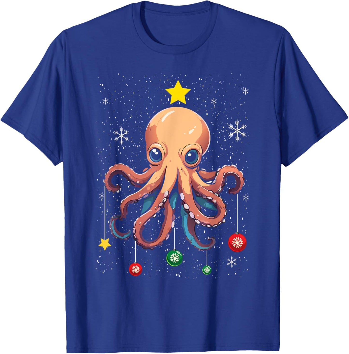 Octopus Christmas Tree Christmas Pajama Cute Animal X-Mas T-Shirt - T-Shirt | Royal