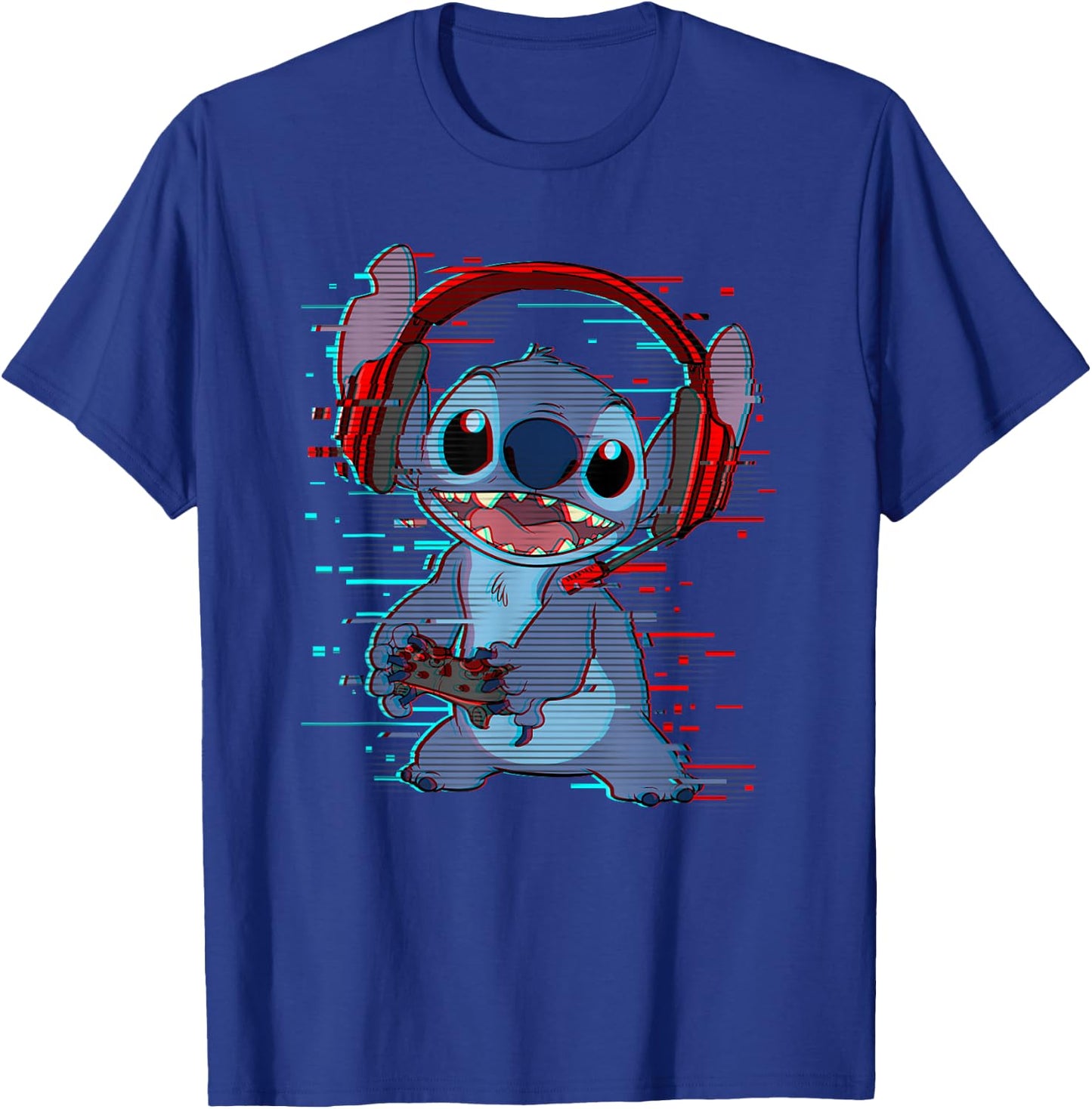 Disney Lilo & Stitch Gamer Glitch Headset and Controller T-Shirt - T-Shirt | Royal