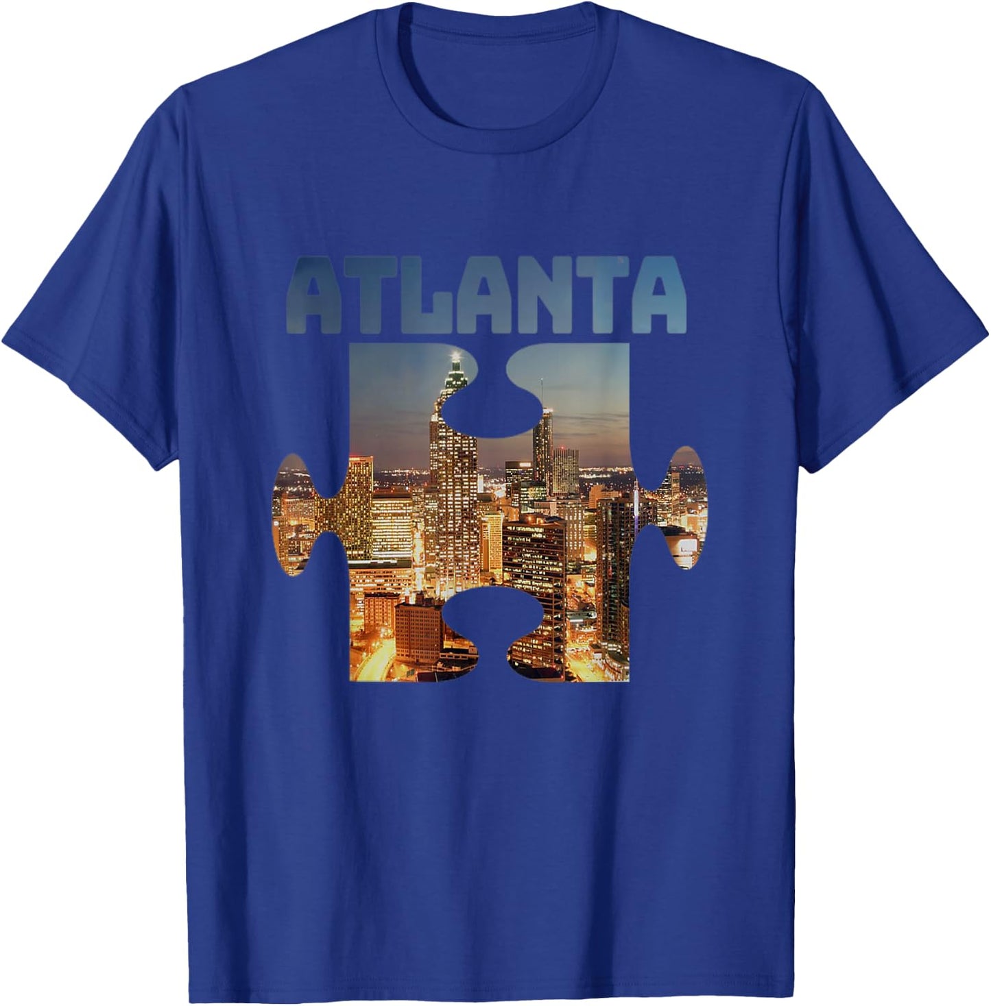 Atlanta Georgia City Skyline Souvenir Puzzle Piece Gift T-Shirt - T-Shirt | Royal