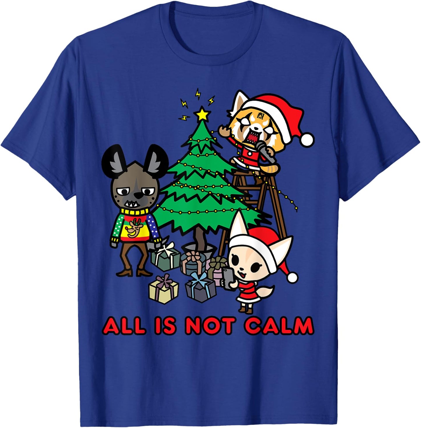 Aggretsuko All is Not Calm Christmas T-Shirt - T-Shirt | Royal