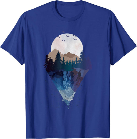 Funny Geometric Mountain Abstract Geometry Outdoor Gifts T-Shirt - T-Shirt | Royal