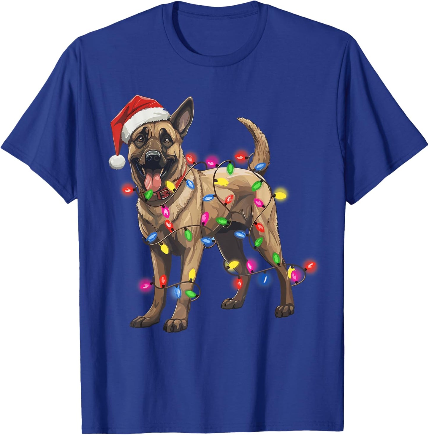 Dog Christmas Santa Hat Belgian Malinois Dog Lover Xmas Gift Women T-Shirt - T-Shirt | Royal