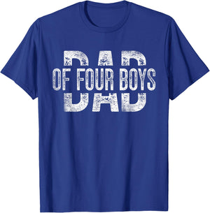 Dad of Four Boys Gifts Daddy of 4 Sons Father's Day T-Shirt - T-Shirt | Royal