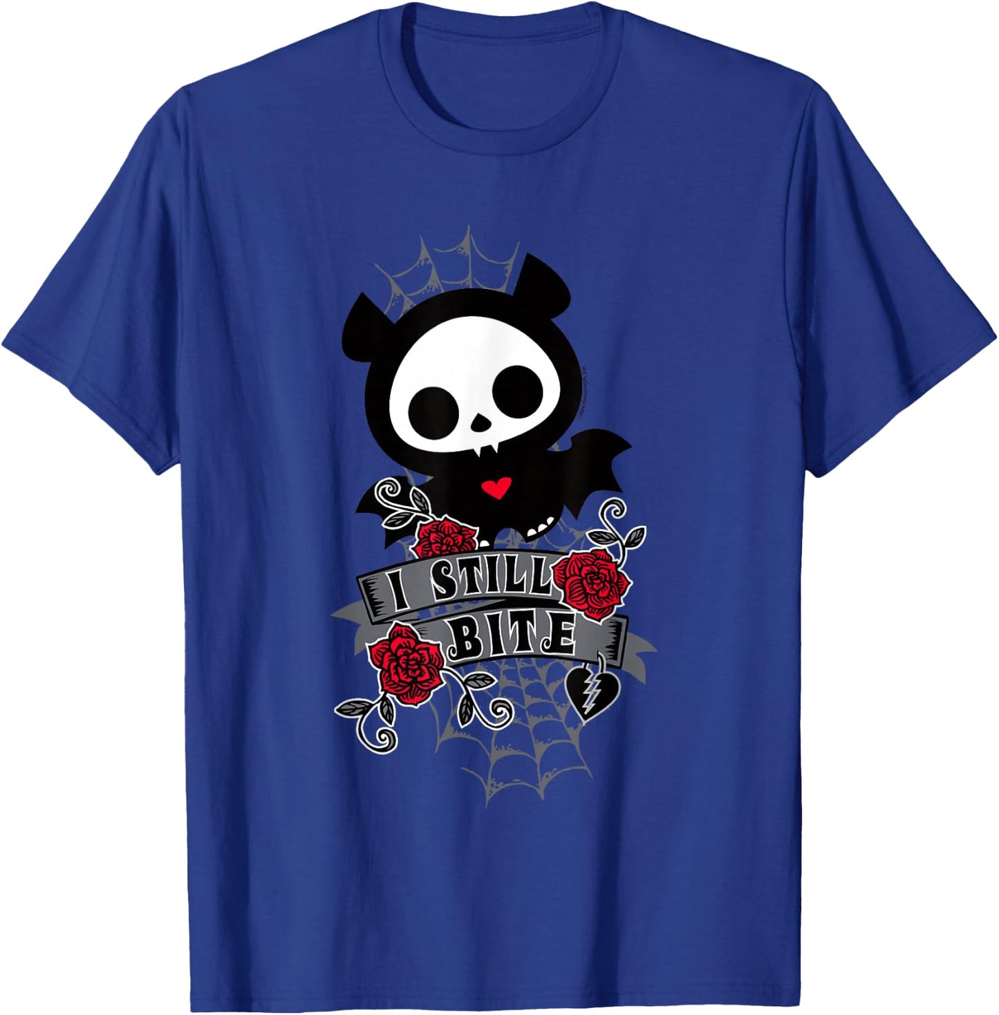 Skelanimals Diego Bat Cute I Still Bite Floral Rose Portrait T-Shirt - T-Shirt | Royal