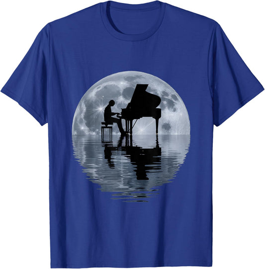Moonlight Piano Player Pianist Moon T-Shirt - T-Shirt | Royal