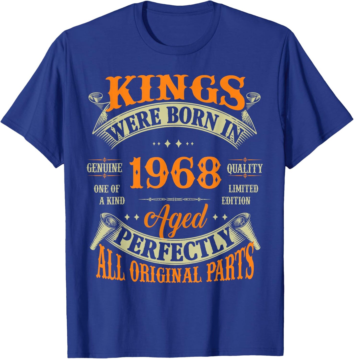 56th Birthday Gift Vintage Kings Born In 1968 56 Years Old T-Shirt - T-Shirt | Royal