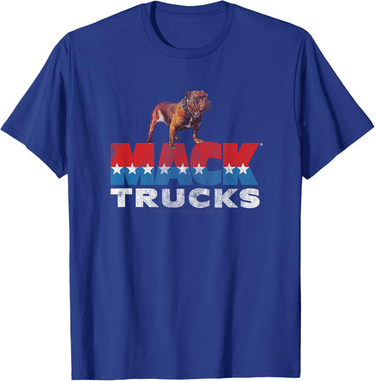 Mack Trucks Retro Mack Logo Distressed T-Shirt - T-Shirt | Royal
