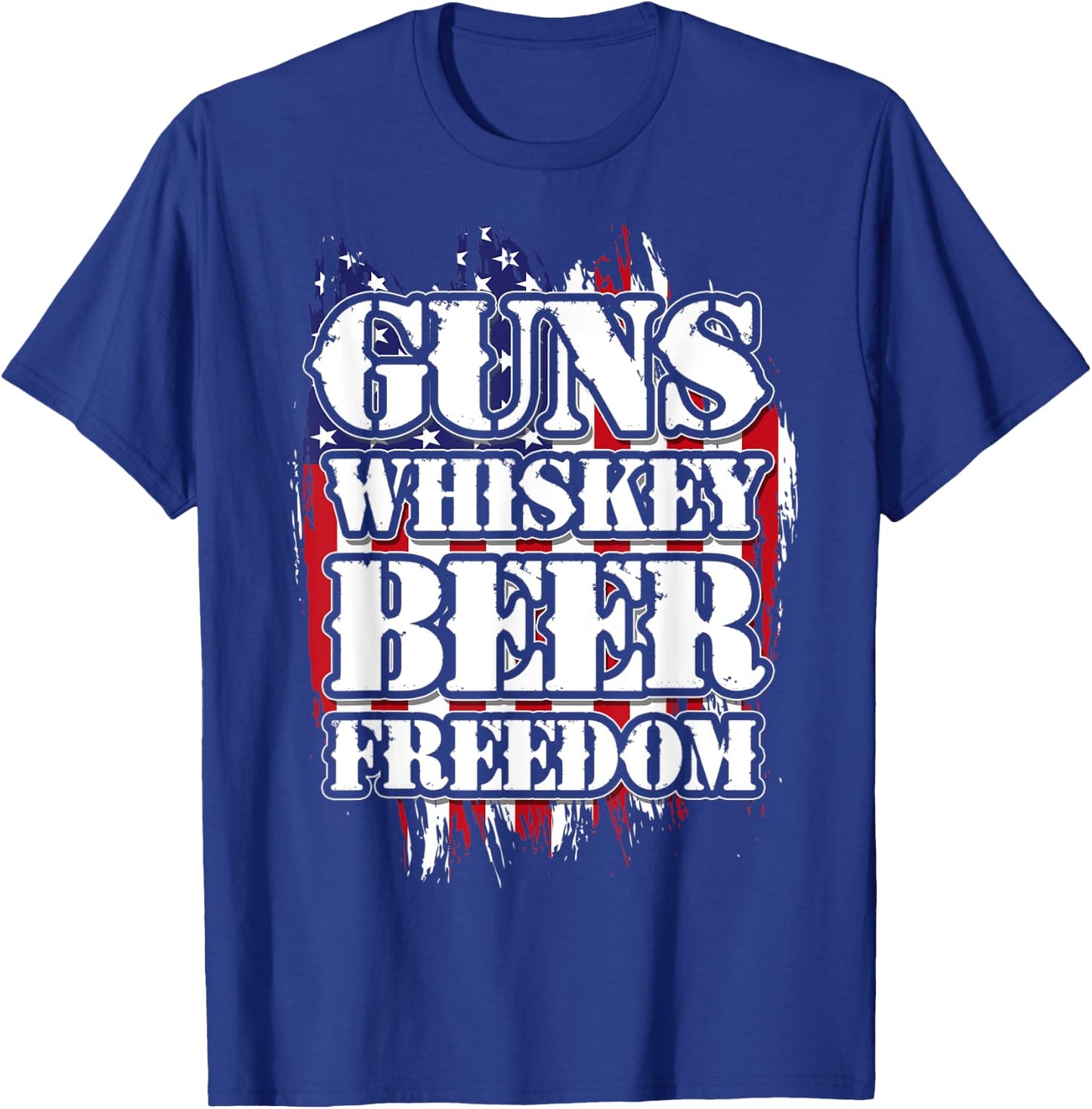 American Flag Guns Whiskey Beer Freedom Men T-Shirt - T-Shirt | Royal