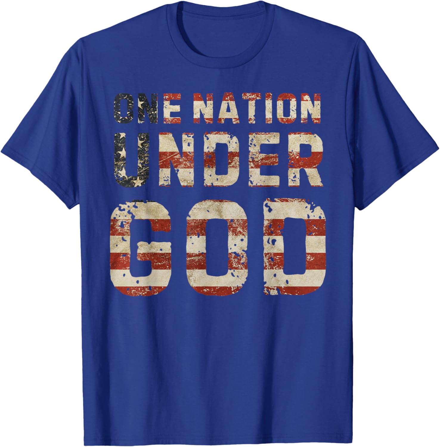 ONE NATION UNDER GOD Flag 4th Of July Patriotic Christian T-Shirt - T-Shirt | Royal