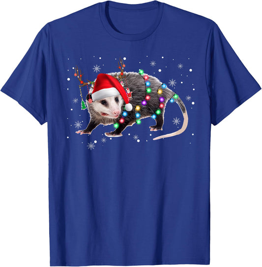 Possum Christmas Lights Santa Reindeer Possum Lover Gifts T-Shirt - T-Shirt | Royal
