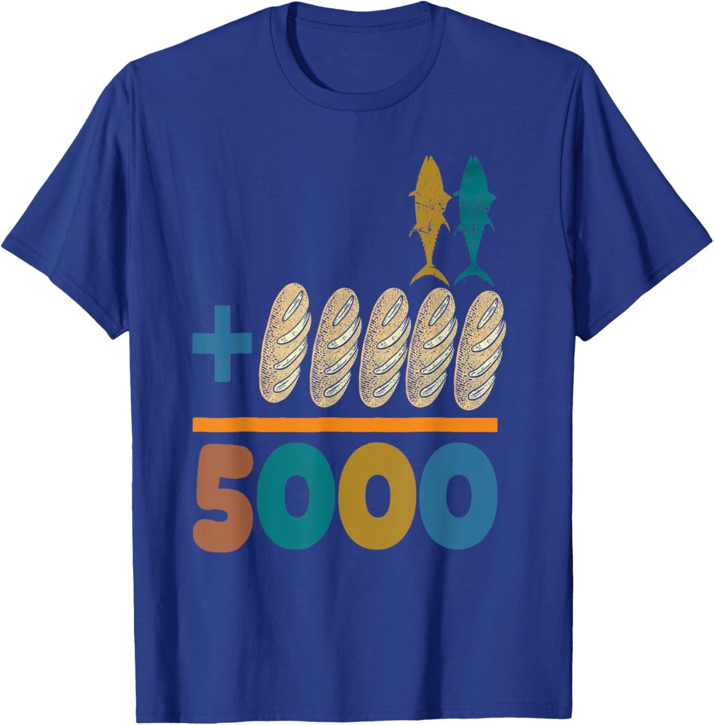 Jesus 2 Fishes 5 Breads 5000 Chosen Against The Current T-Shirt - T-Shirt | Royal
