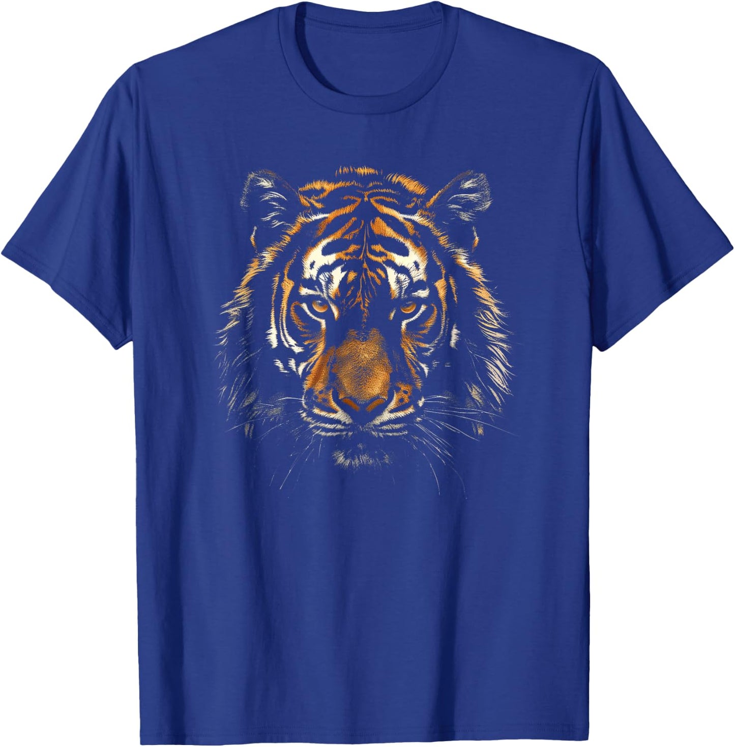 Simple Realistic Tiger Face on Black Men Women Kids T-Shirt - T-Shirt | Royal