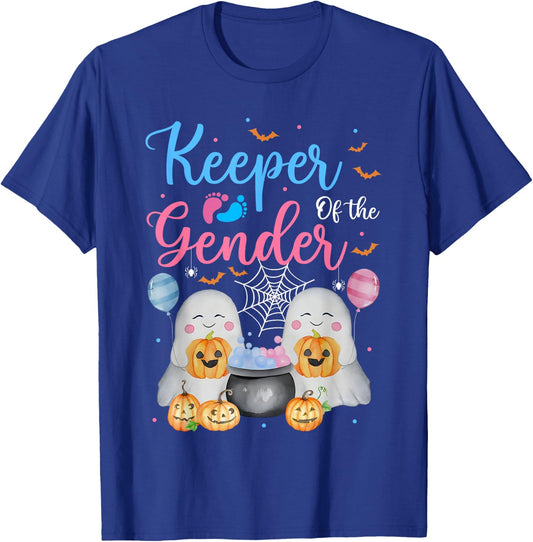 Keeper of the Gender Halloween Shirt Ghost Baby Shower T-Shirt - T-Shirt | Royal
