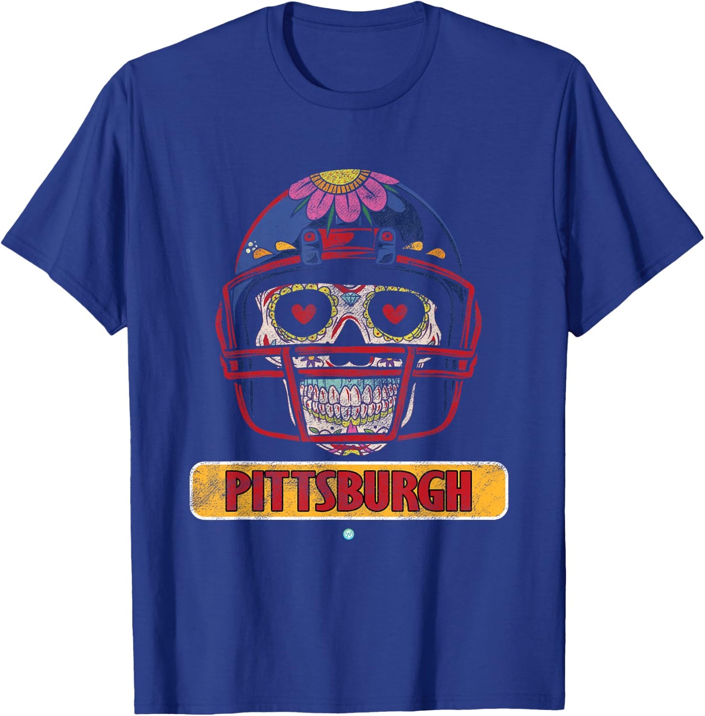 Pittsburgh Football Helmet Sugar Skull Gift T-Shirt - T-Shirt | Royal